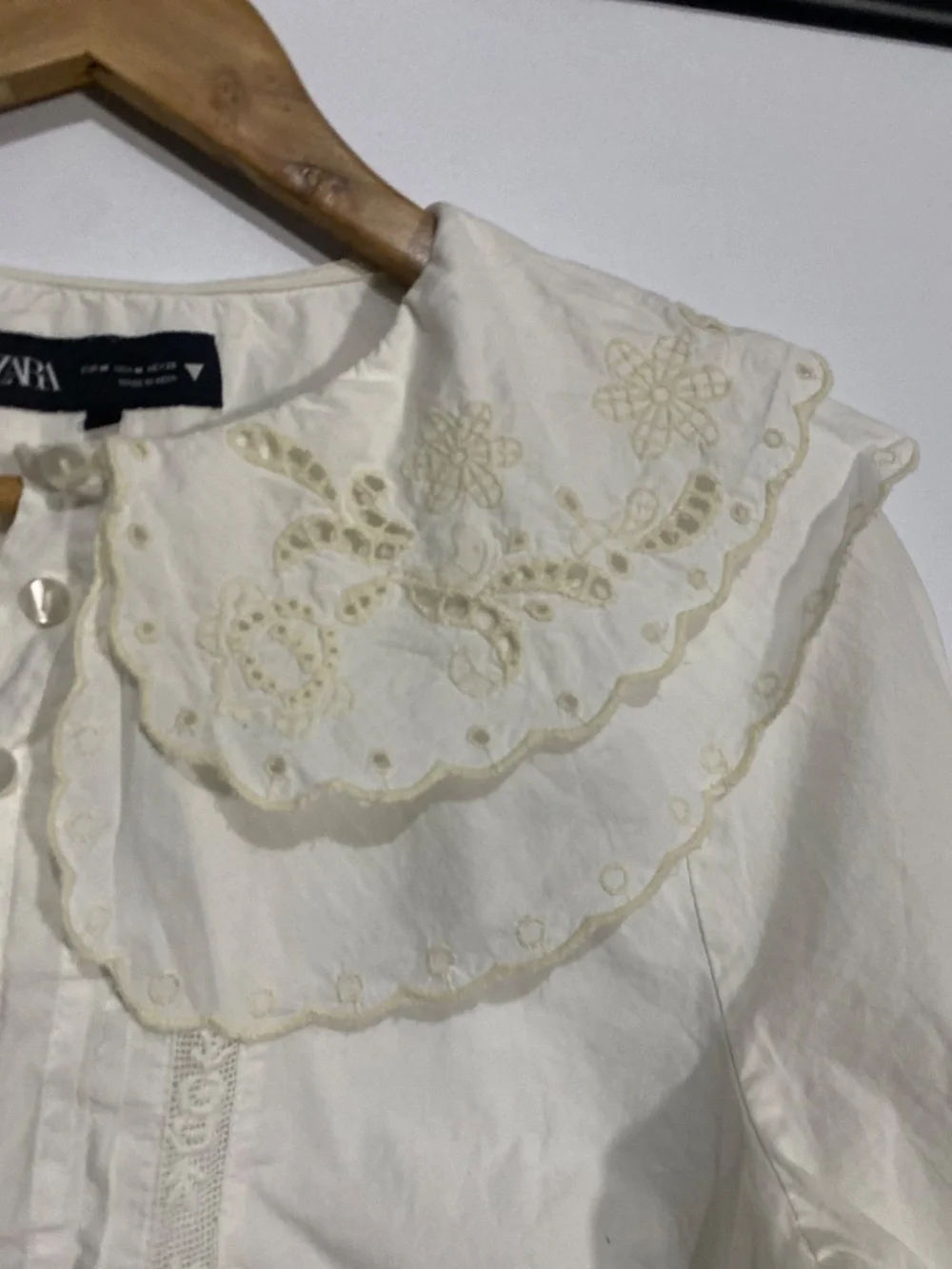 Zara M Embroidered Peter Pan Collar Blouse